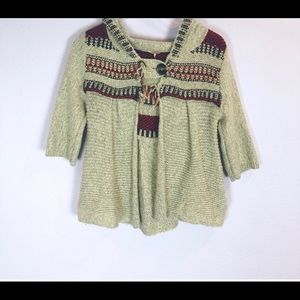 Free People Boho Swing Cardigan Poncho Sweater SzM